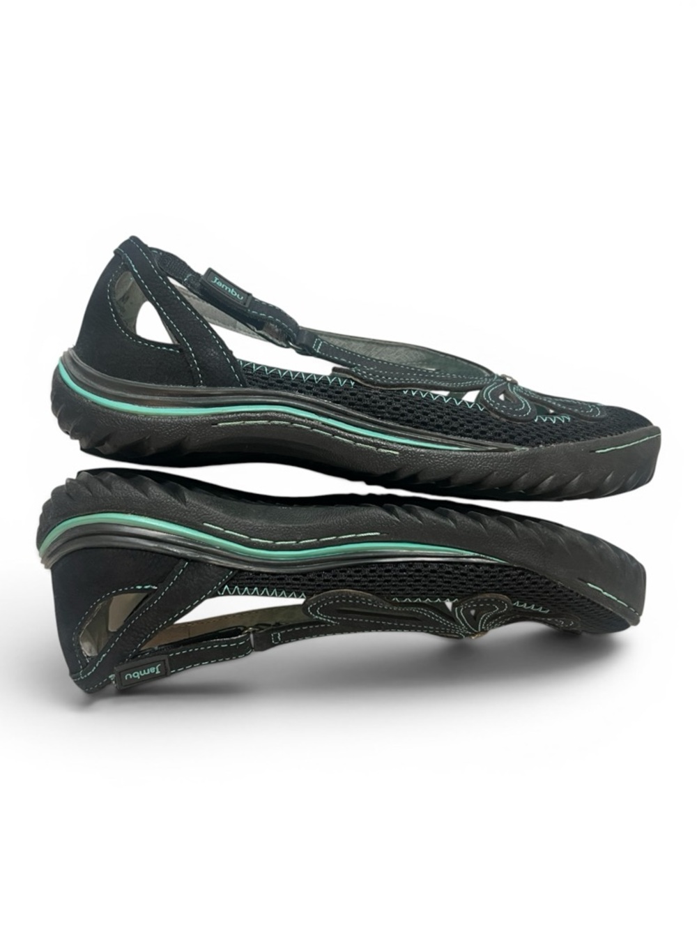NWOT Jambu J Sport Daisy Toe Flats,  Women's Black & Teal Floral Cutout 10M - Picture 8 of 13